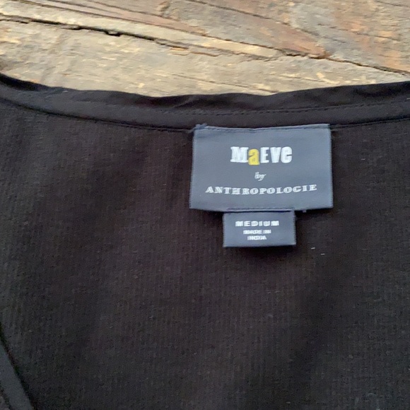 ANTHROPOLOGIE MAEVE FLUTTER SLEEVE TOP BLACK MEXIUM - Picture 5 of 12